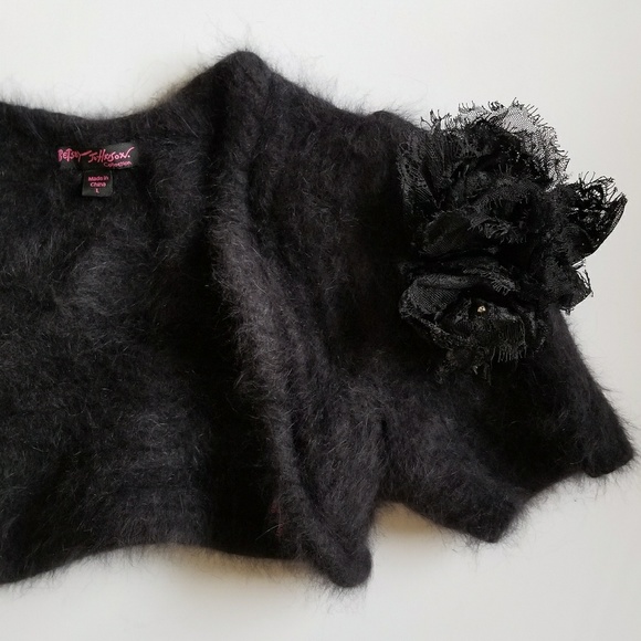 Betsey Johnson Sweaters - Betsey Johnson Rabbit Hair Black Formal Shrug Soft